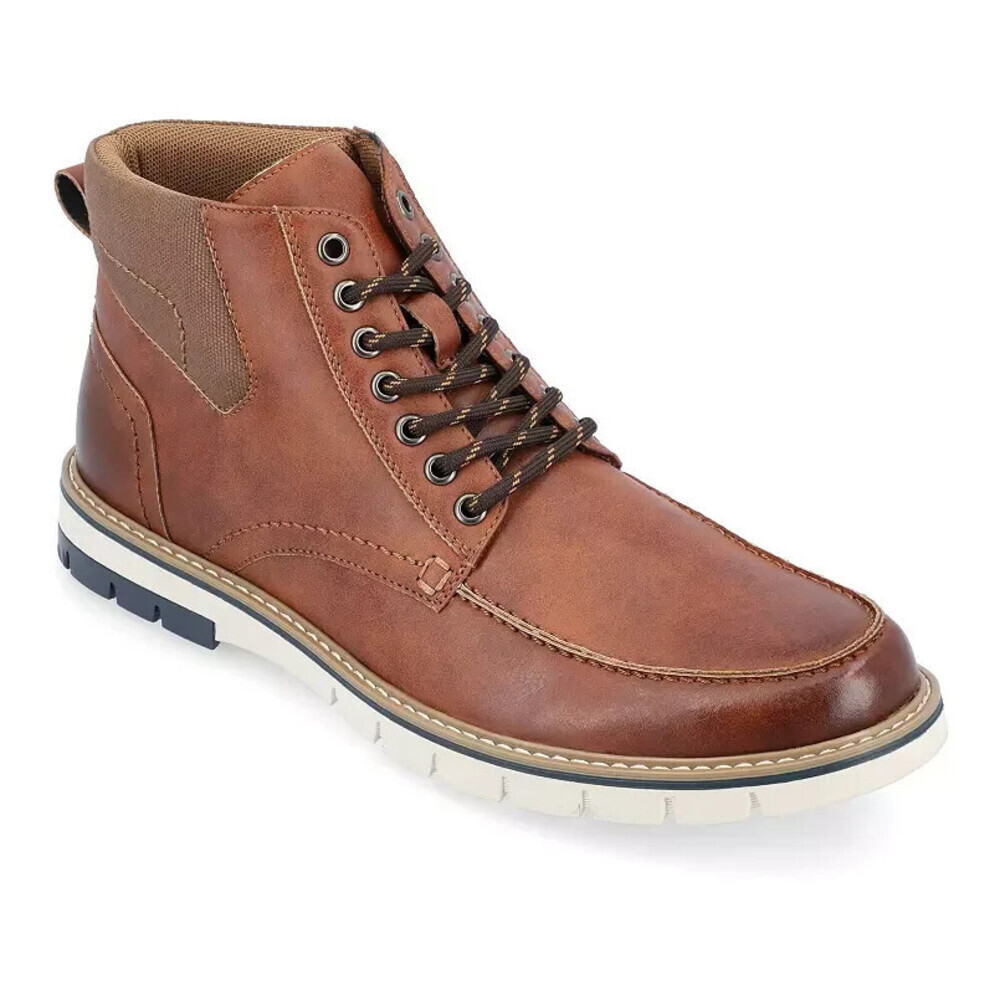 Vance Co. Dalvin Boots Men's US 12 Brown Faux Leather Memory Foam Ankle ZPO3789